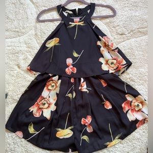 Black floral romper